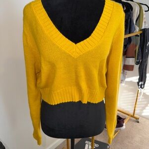 H&M V-Neck Sweater in Bright Yellow